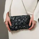Δερματίνη Τσάντα Clutch Με Πλεκτό Σχέδιο -Μαύρο