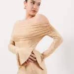 Long Sleeve Off The Shoulder Maxi Dress Embellished With Shiny Details