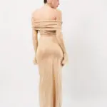 Long Sleeve Off The Shoulder Maxi Dress Embellished With Shiny Details - Image 3
