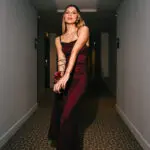 Maxi Draped Tulle Dress With Red Lining And Straps - Image 5