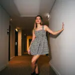 Mini Plaid Dress With Straps And A Line