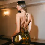 Maxi Μεταλιζέ Φόρεμα Με Τιράντες Και Ανοιχτή Πλάτη - Image 5