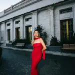 Maxi Στράπλες Γοργονέ Φόρεμα Με Λεπτομέρεια Φουλάρι - Image 2