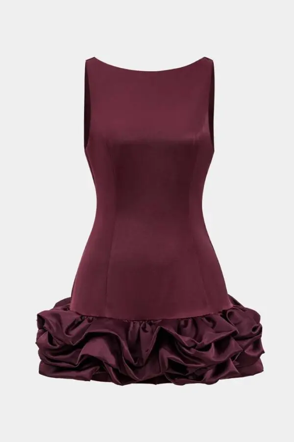 Mini Balloon Sleeveless Dress With Open Back