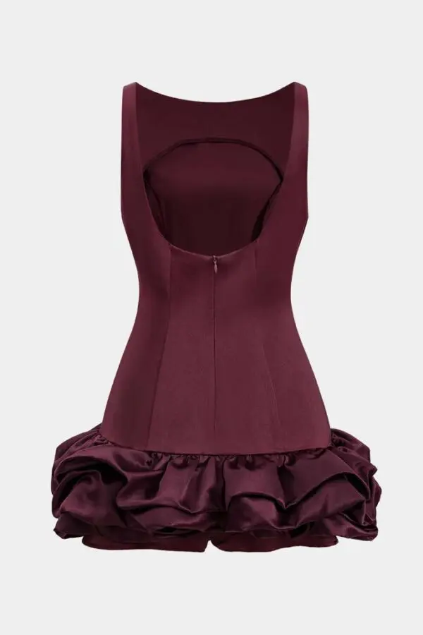 Mini Balloon Sleeveless Dress With Open Back - Image 2