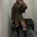 Μακρυμάνικη Crop Oversized Eco Γούνα Με Έντονα Μανίκια - Image 4