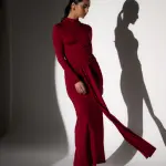 Co-Ord Set - Long Sleeve High Waisted Bodysuit And Maxi Skirt With Belt Detail - Image 2