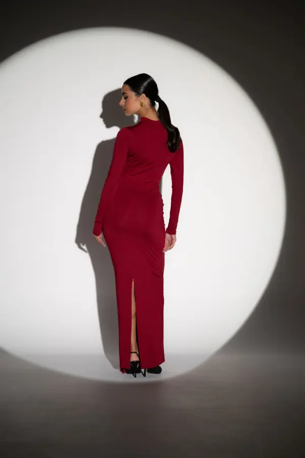 Co-Ord Set - Long Sleeve High Waisted Bodysuit And Maxi Skirt With Belt Detail - Image 4