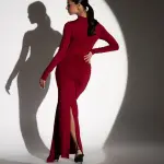 Co-Ord Set - Long Sleeve High Waisted Bodysuit And Maxi Skirt With Belt Detail - Image 5