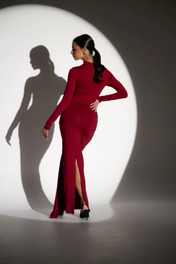 Co-Ord Set - Long Sleeve High Waisted Bodysuit And Maxi Skirt With Belt Detail - Image 5