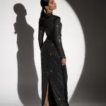 Co-Ord Set Decorated With Rhinestones And Mirrors - Long Sleeve Top With Maxi Skirt - Image 4