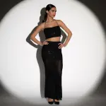 Σετ Maxi Φούστα Με Crop Τοπ Διακοσμημένα Με Glitter - Image 3