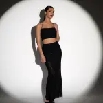 Σετ Maxi Φούστα Με Crop Τοπ Διακοσμημένα Με Glitter - Image 4