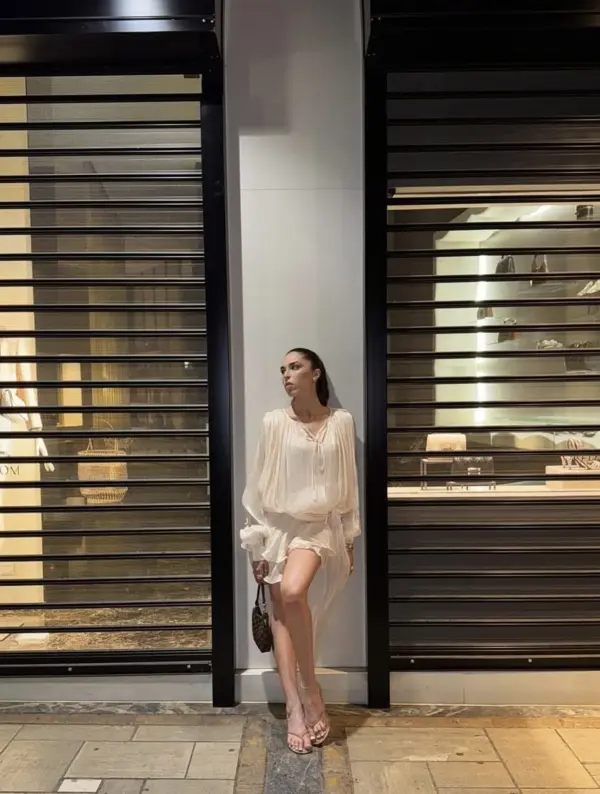 Mini Μακρυμάνικο Φόρεμα Με Εφέ Πλισέ Πουκάμισο Και Φούστα Με Βολάν - Image 5