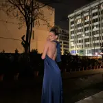Midi Dress Tied At The Neck With Open Back -Blue