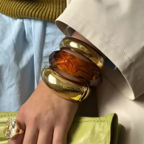 Steel Round Bracelet- Gold