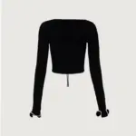 Long-sleeved Cardigan With Laces And Wave Effect - Image 2