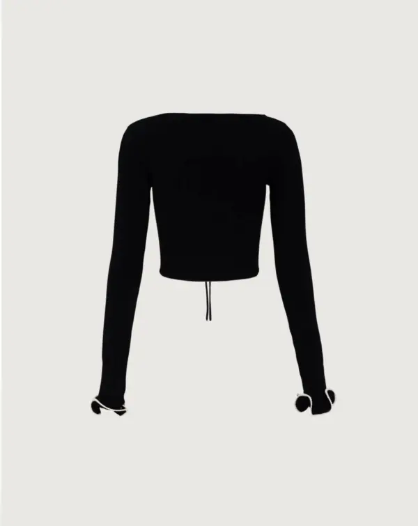Long-sleeved Cardigan With Laces And Wave Effect - Image 2