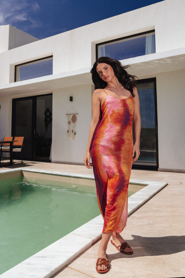 Maxi Tie Dye Φόρεμα Με Τιράντες Και Εσωτερική Φόδρα - Image 2