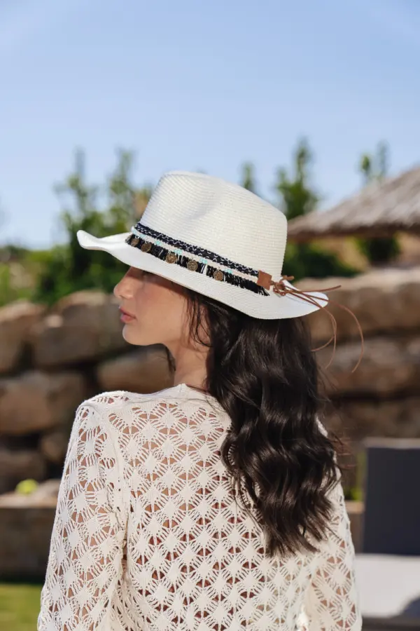 ESTELLA Hat Decorated With Pennies-White - Image 3