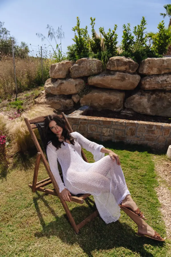 MIMOSA Sheer Maxi Long Sleeve Dress With Buttons - Rhinestones - Image 2