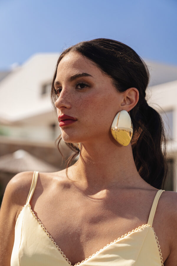 Oval Gold Steel Earrings
