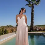 Midi Στράπλες Φόρεμα Με Εφέ Κορσέ -Ροζ - Image 2