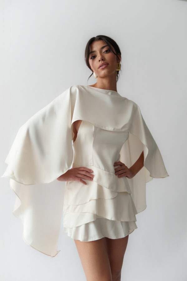 Mini Dress With Berta Effect And Ruffle At The End