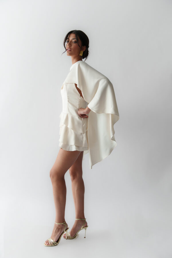 Mini Dress With Berta Effect And Ruffle At The End - Image 3