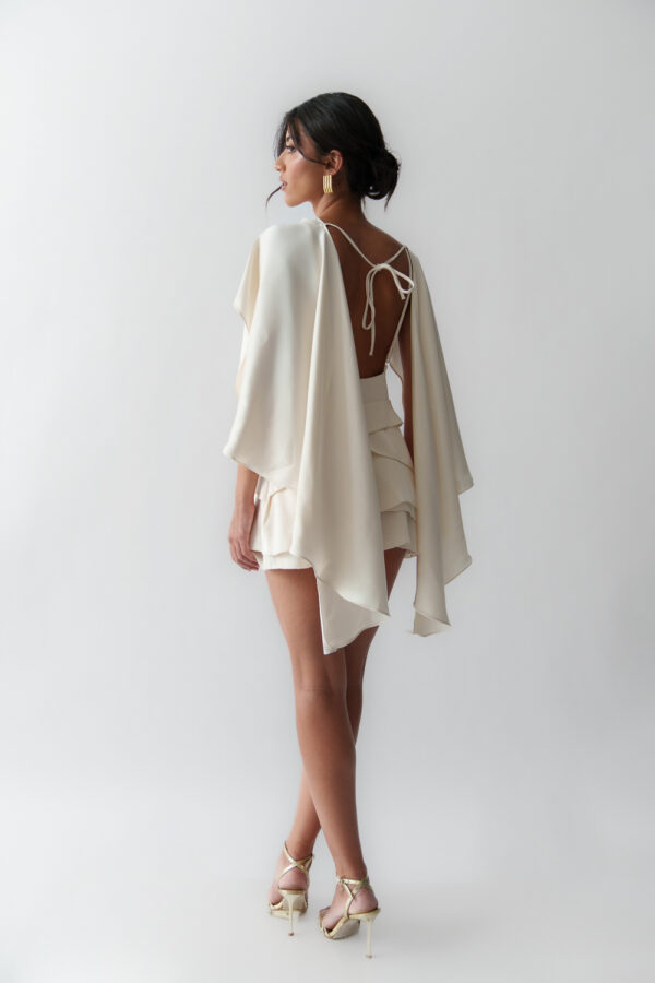 Mini Dress With Berta Effect And Ruffle At The End - Image 5
