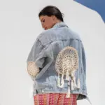 Denim Oversized Jacket Decorated With Knitted Dreamcatchers, Laces, Tassels And Shells - Image 4