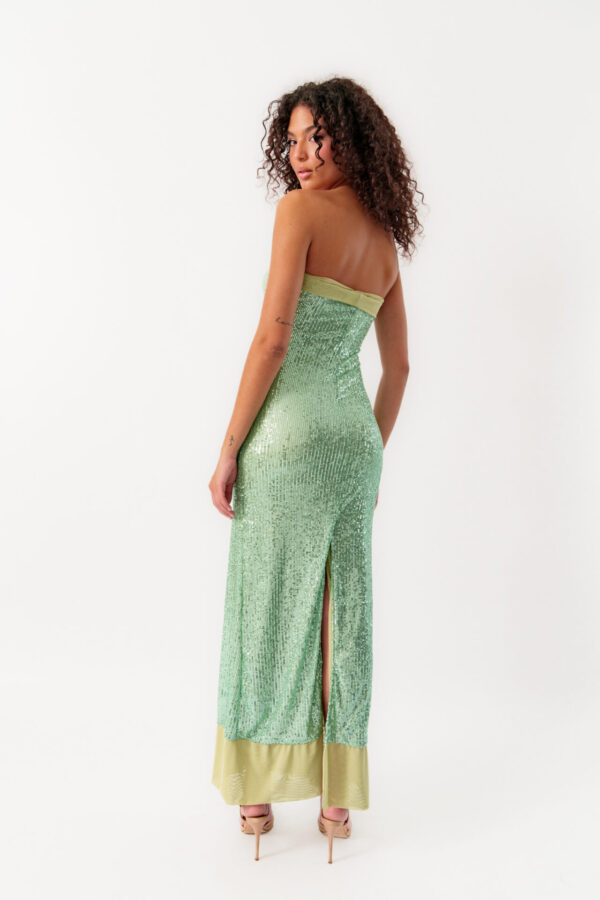 Maxi Strapless Dress With Sequins And Detail On The Bust And Bottom - Image 4