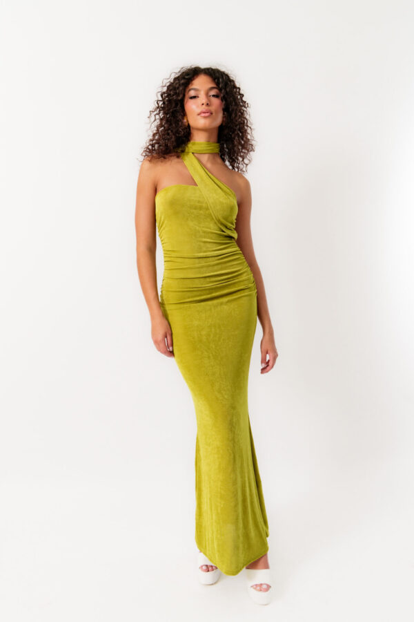 Maxi Strapless Jersey Dress With Scarf Detail