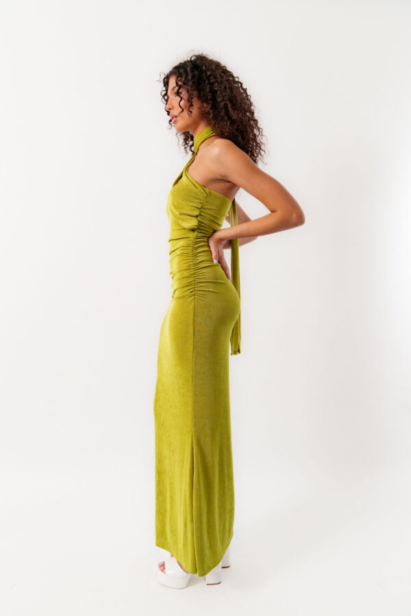 Maxi Strapless Jersey Dress With Scarf Detail - Image 4