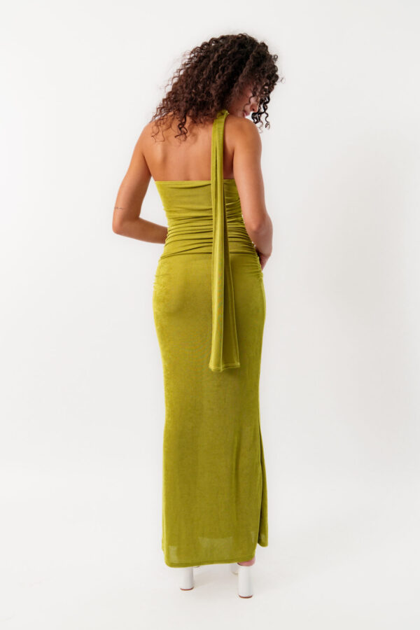 Maxi Strapless Jersey Dress With Scarf Detail - Image 6