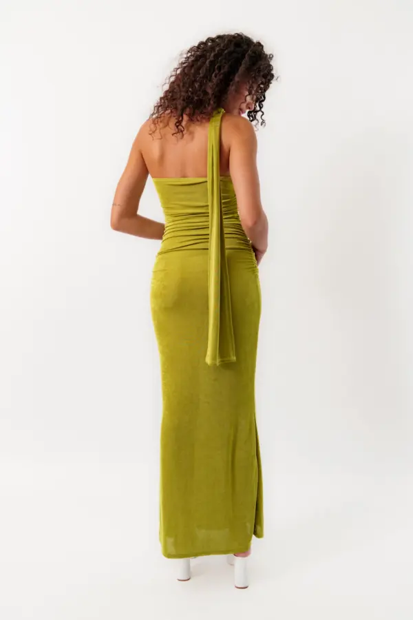 Maxi Strapless Jersey Dress With Scarf Detail - Image 6
