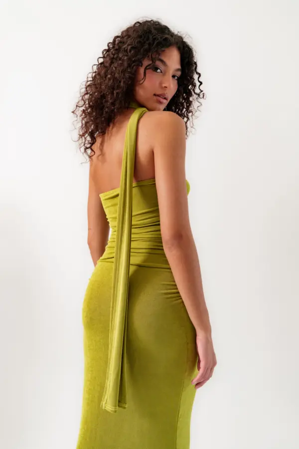 Maxi Strapless Jersey Dress With Scarf Detail - Image 7