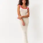 Maxi Knitted Perforated Dress With Open Back And Red Detail - Image 2