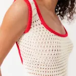 Maxi Knitted Perforated Dress With Open Back And Red Detail - Image 3