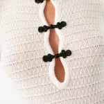 Maxi Long Sleeve Dress With Open Back And Black Details On The Bust- White - Image 3