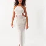 Maxi Knitted Perforated Dress With Open Back And Openings - Image 2