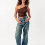 One-Shoulder Top With Metallic Stone Detail - Image 2
