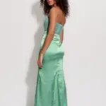 Maxi Strapless Dress With 2 Textures And Corset Effect - Image 4