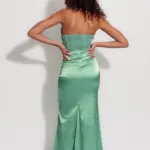 Maxi Strapless Dress With 2 Textures And Corset Effect - Image 5