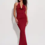 Maxi Dress Draped At The Bust With Open Back And Pearls - Image 2
