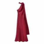 Maxi Satin Dress Tied At The Neck With Laces And Scarf - Image 6