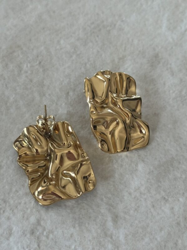 Steel Earrings With Embossed Design - Image 2