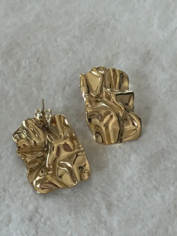 Steel Earrings With Embossed Design - Image 2