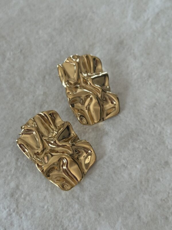 Steel Earrings With Embossed Design