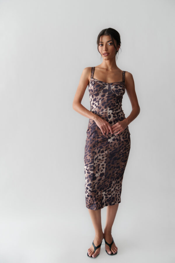 Midi Leopard Dress With Straps